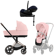 Коляска Cybex Priam IV Rosegold complete Cloud G Ocean Blue Plus Base G 3 в 1 Peach Pink