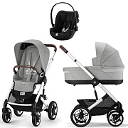 Коляска Cybex Talos S Lux SLV complete Cloud G Moon Black 3 в 1 Stone Grey с дождевиками