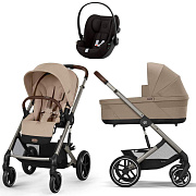 Коляска Cybex Balios S Lux TPE complete Cloud G Magic Black 3 в 1 Almond Beige с дождевиками