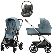 Коляска Cybex Talos S Lux TPE complete Cloud T Mirage Grey 3 в 1 Stormy Blue с дождевиками