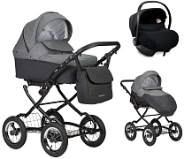Детская коляска Indigo Charlotte Sity Classic 12 3 в 1 с автокреслом Avionaut Cosmo Cs04 черный/т.серый