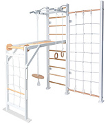 Детский спортивный комплекс Perfetto Sport Scala in legno con rete 2 bianco-naturale