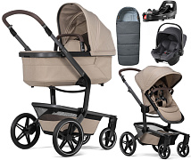 Детская коляска 4 в 1 Joolz Day 5 и автокресло Baby-Safe Core Midnight Grey и база Vario Base 5Z без адаптеров + конверт в подарок Sandy taupe