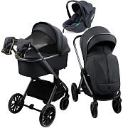 Детская коляска AmaroBaby Genius 3 в 1 с автокреслом Rant Miro Dark Grey серый