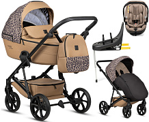 Детская коляска Tutis Viva 6 Plus Wild Elegance 4 в 1 с автокреслом Beno Beige и базой Savannah Brown