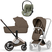 Коляска Cybex Priam V Rosegold Style Cloud T Sage Green Plus 3 в 1 Coconut Brown