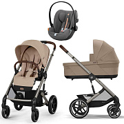 Коляска Cybex Balios S Lux TPE 2025 Cloud G i-Size Lava Grey Plus 3 в 1 Almond Beige с дождевиками