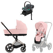 Коляска Cybex Priam IV Rosegold complete Aton B2 Steel Grey Base One 3 в 1 Peach Pink