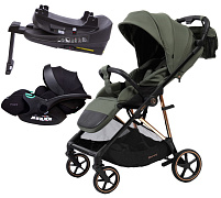 Прогулочная коляска Peppy Amici с автокреслом Verona Black и базой Green рама Gold