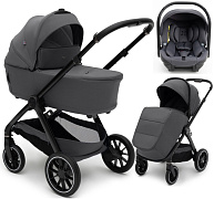Коляска Agex Prima Pro 3 в 1 с автокреслом i-Team ATG080 Grey APA657 Midnight Grey (Темно-серый)