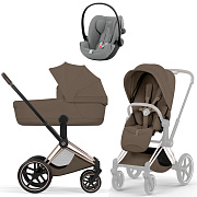 Коляска Cybex Priam V Rosegold Style Cloud G3 Stone Grey Plus 3 в 1 Coconut Brown