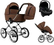 Детская коляска Roan Bass Next Classic d14 2.0 3 в 1 с автокреслом Tutis Elo Lux EduSky Black BSNC/91/2 Mocha Mousse/Black/руч.Cappuccino