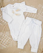 Боди AmaroBaby Fashion с длинным рукавом и ползунки молочный 62