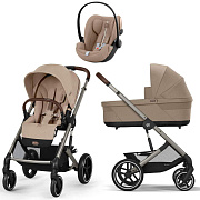 Коляска Cybex Balios S Lux TPE complete Cloud G Almond Beige Plus 3 в 1 Almond Beige с дождевиками