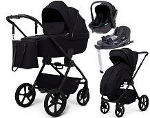 Детская коляска Rant Teo Soft 4 в 1 с автокреслом Miro Black и базой Black