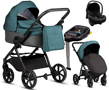 Детская коляска Tutis Leo 3 Plus 4 в 1 с автокреслом Elo Lux EduSky Black и базой 1582307 Sea Blue