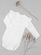 Боди AmaroBaby Fashion с длинным рукавом с рюшами ЧЗ молочный 56