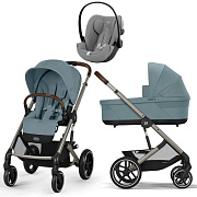 Коляска Cybex Balios S Lux TPE 2025 Cloud G i-Size Stone Grey Plus 3 в 1 Stormy Blue