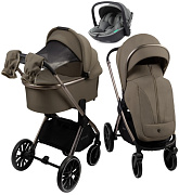 Детская коляска AmaroBaby Genius 3 в 1 с автокреслом Rant Miro Olive коричневый