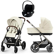Коляска Cybex Balios S Lux TPE complete Cloud T Sepia Black Plus 3 в 1 Seashell Beige с дождевиками
