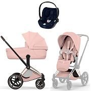 Коляска Cybex Priam V Rosegold Style Cloud T Rebellious Luxury Denim Blue 3 в 1 Peach Pink