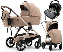 Коляска Agex Prima Pro 3 в 1 с автокреслом i-Safe Grey APP232 Beige (Бежевый)