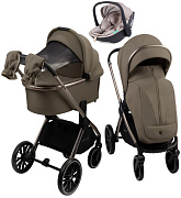 Детская коляска AmaroBaby Genius 3 в 1 с автокреслом Rant Miro Beige коричневый