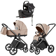 Коляска Carrello Vector 2025 CRL-6551 Ammonite AY329 Pro Absolute Black с базой Isofix 3 в 1 Mellow Beige