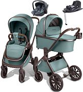 Детская коляска AmaroBaby Motus Premium Ecco Exclusive 4 в 1 с автокреслом Rant Miro Graphite и базой лагуна
