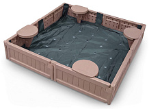 Песочница UNIX Kids квадратная Square 123х123 см коричневый
