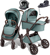 Детская коляска AmaroBaby Motus Premium Ecco Exclusive 4 в 1 с автокреслом Rant Miro Olive и базой лагуна