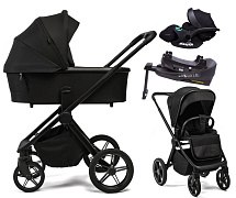 Детская коляска Peppy Monaco Plus 4 в 1 с автокреслом Verona Black и базой Black (черный), рама черная