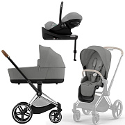 Коляска Cybex Priam IV Chrome Brown complete Cloud G Stone Grey Plus Base G 3 в 1 Mirage Grey