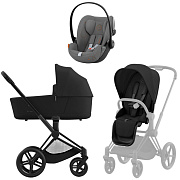 Коляска Cybex Priam IV Matt Black complete и автокресло Cloud G i-Size Lava Grey 3 в 1 Sepia Black