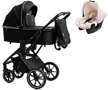 Детская коляска Peppy Tecla 3 в 1 с автокреслом Rise Milk Shadow Black Chrome Edition (Черный)