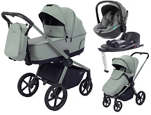 Детская коляска Rant Flex Therm Soft 4 в 1 с автокреслом Miro Olive и базой Forest Green