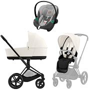Коляска 3 в 1 Cybex Priam IV Matt Black complete и автокресло Aton S2 i-Size Lava Grey Off White