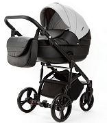 Детская коляска Adamex Lanti Deluxe 2 в 1 LN-SD01 (БЕЛ.КОЖА + ЧЕРН. КОЖА)