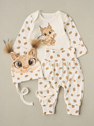 Боди, штанишки, шапочка Little Star Рысенок 728126 (ЧЗ-мз) крем 56