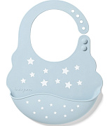 Нагрудник силиконовый BabyOno с регулируемой застежкой небесный