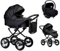 Детская коляска Indigo Barbara Eco Classic 3 в 1 с автокреслом Avionaut Cosmo Be03 черная кожа
