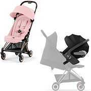Коляска Cybex Coya Rosegold Frame Cloud T i-Size Sepia Black Peach Pink с дождевиком и бампером