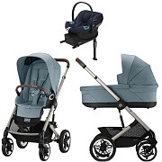 Коляска Cybex Talos S Lux TPE complete Aton S2 Ocean Blue Base One 4 в 1 Stormy Blue с дождевиками