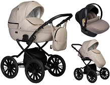 Детская коляска Indigo Mio Eco Plus 14 3 в 1 с автокреслом Avionaut Cosmo Beige 02 св.бежевая кожа