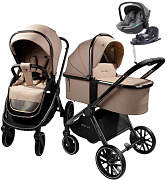 Детская коляска AmaroBaby Motus V2 4 в 1 с автокреслом Rant Miro Olive и базой мокко