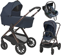 Детская коляска 3 в 1 Espiro Code 2026 и автокресло Pi Gray blue 103 elegant navy