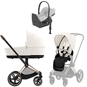 Коляска Cybex Priam IV Rosegold complete Cloud T Platinum White Plus Base T 3 в 1 Off White