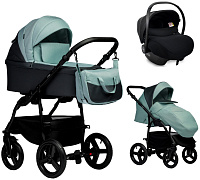 Детская коляска Indigo Impulse Eco 3 в 1 с автокреслом Avionaut Cosmo Ie07 серая кожа/шалфей