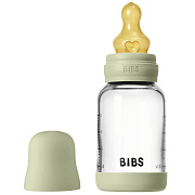 Стеклянная бутылочка Bibs для кормления с латексной соской, медленный поток, 120 мл 5019250 Sage