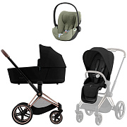 Коляска Cybex Priam IV Rosegold complete Cloud T Sage Green Plus 3 в 1 Sepia Black
